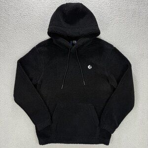 H&M Hoodie Mens Small S Black Sherpa World Logo Teddy Plush Sweatshirt Sweater